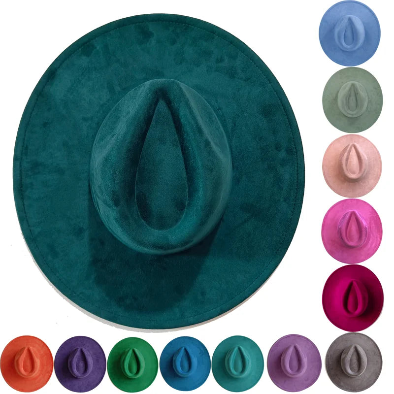 Chapeau Fedora Suède Grand Bord – 34 Coloris & Style Mixte