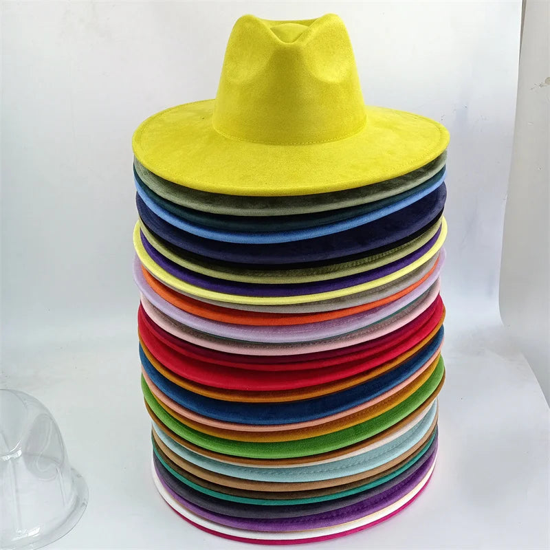 Chapeau Fedora Suède Grand Bord – 34 Coloris & Style Mixte