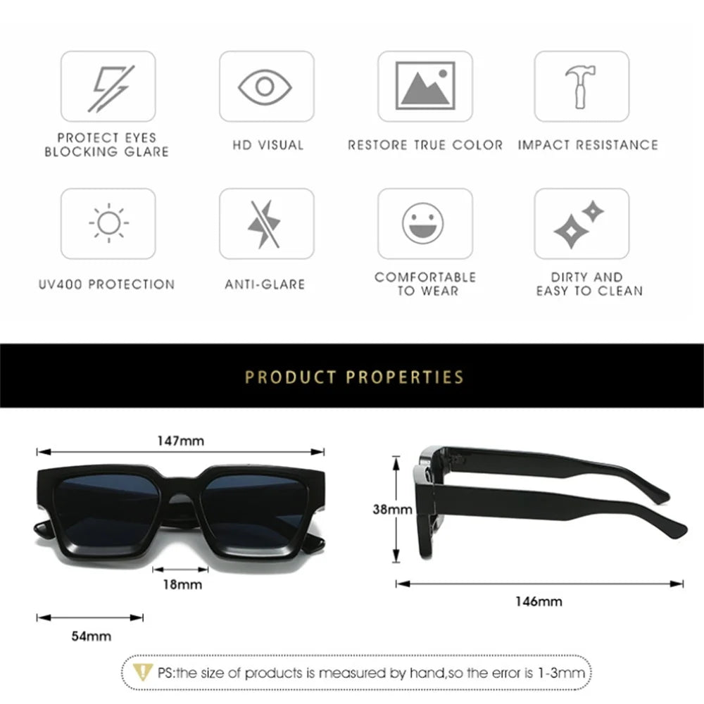 Lunettes de Soleil Carrées Rétro – UV400 & 23 Coloris